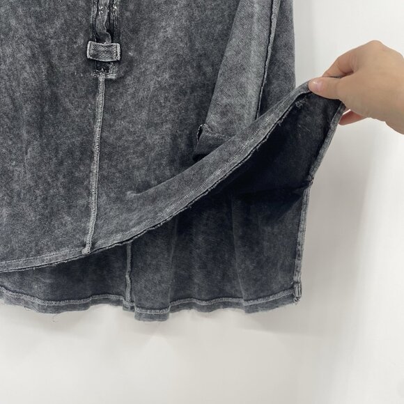 Free People XS Oversized First Base Henley Top Washed Out Black Boxy Burnout - Picture 10 of 13